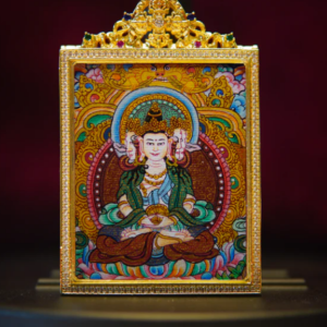 hand painted vairocana buddha thangka pendant vajrayana buddhist amulet, healing jewelry & spiritual gift